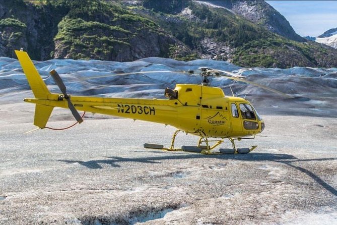 Helicopter to a Dogsledding Experience with a Glacier Landing - The second landing on exposed glacier ice