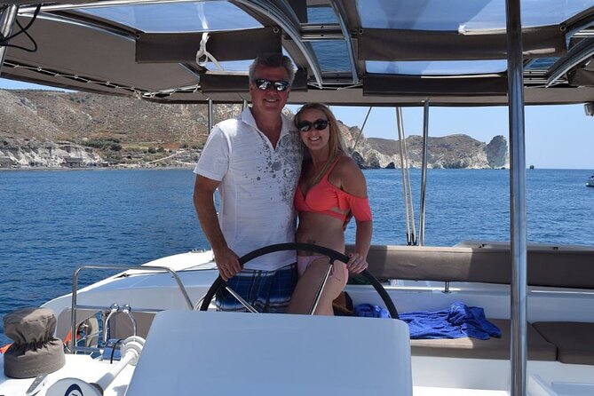 Private Luxury Santorini Catamaran Cruise with Port Pickup - What the private format is really worth