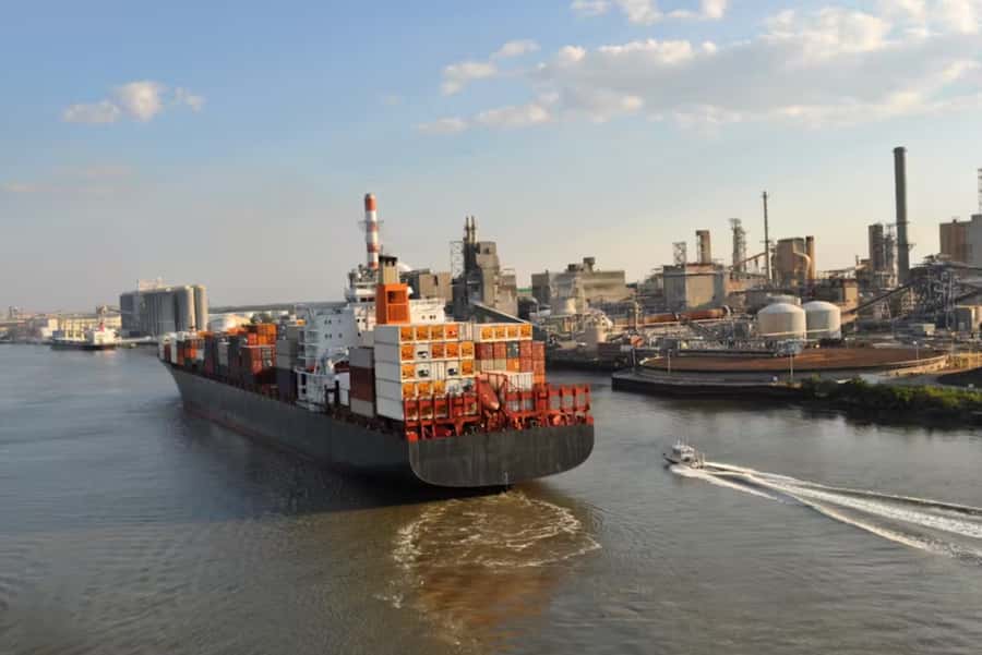 Savannah: Cruise Port Tour - Watching containerships and mega yachts share the river