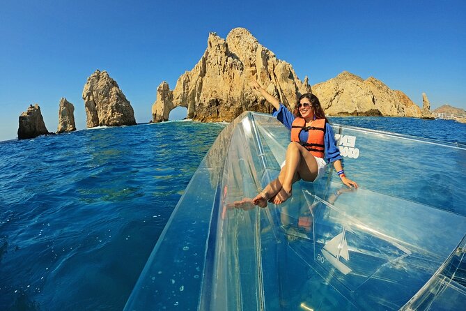 Tour to Arch in the only Clear Boat in Cabo Cruise Hotel PICKUP! - Duration: plan for 40 to 50 minutes on the water