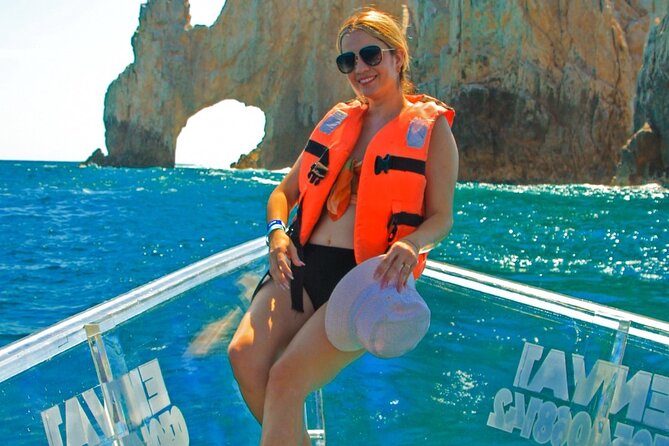 Tour to Arch in the only Clear Boat in Cabo Cruise Hotel PICKUP! - Love Beach and Divorce Beach